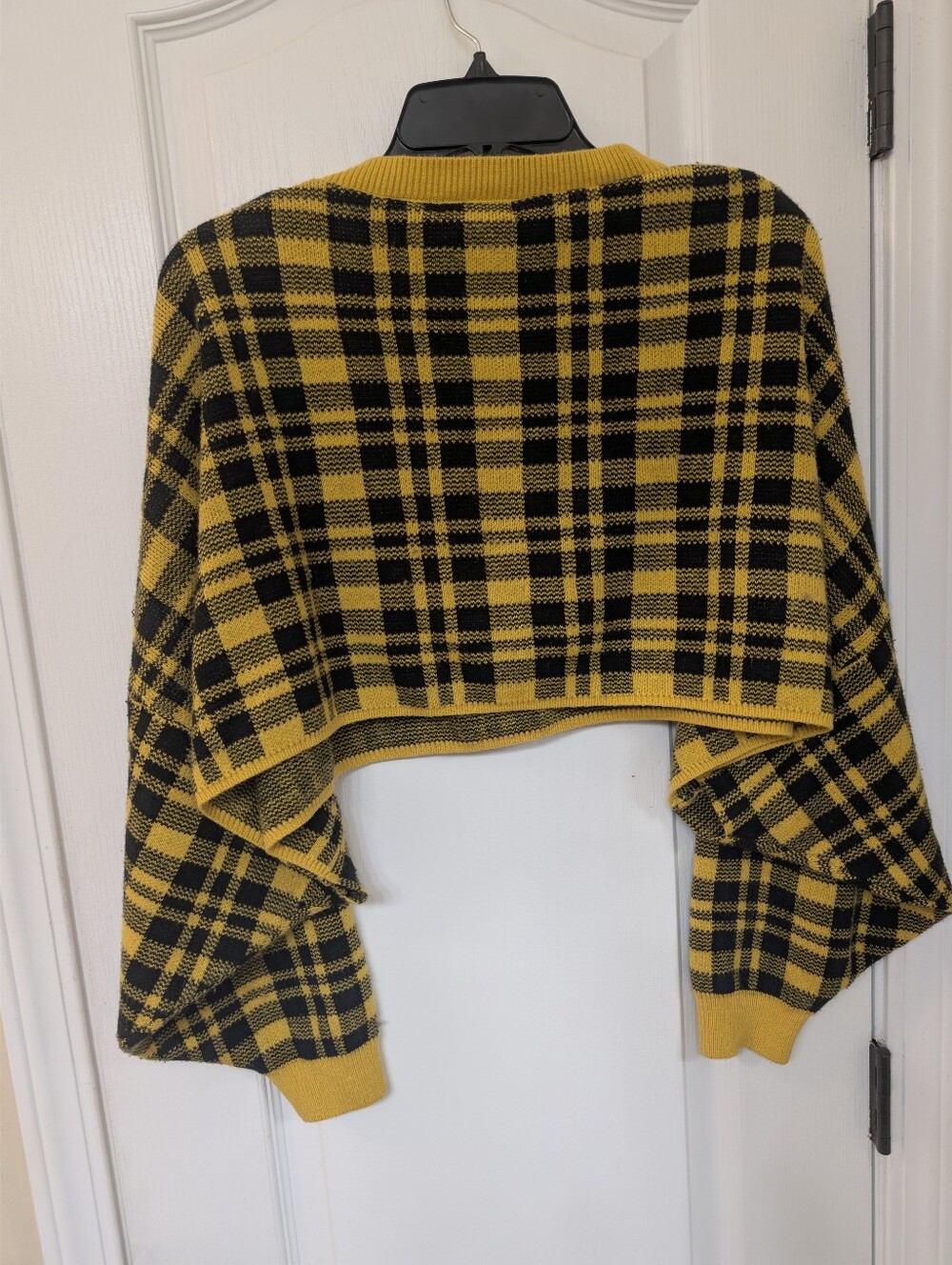 Fashion Nova Mustard Yellow & Black Plaid Knit Cropped Crew and Skirt Set - Picture 7 of 15
